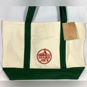 Trader Joe’s Canvas Tote Shopping Bag - LARGE GREEN - NEW with Tag